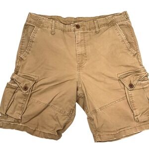 American Eagle Cargo Shorts Mens 38W 10L Tan Flex Stretch Twill Utility Summer